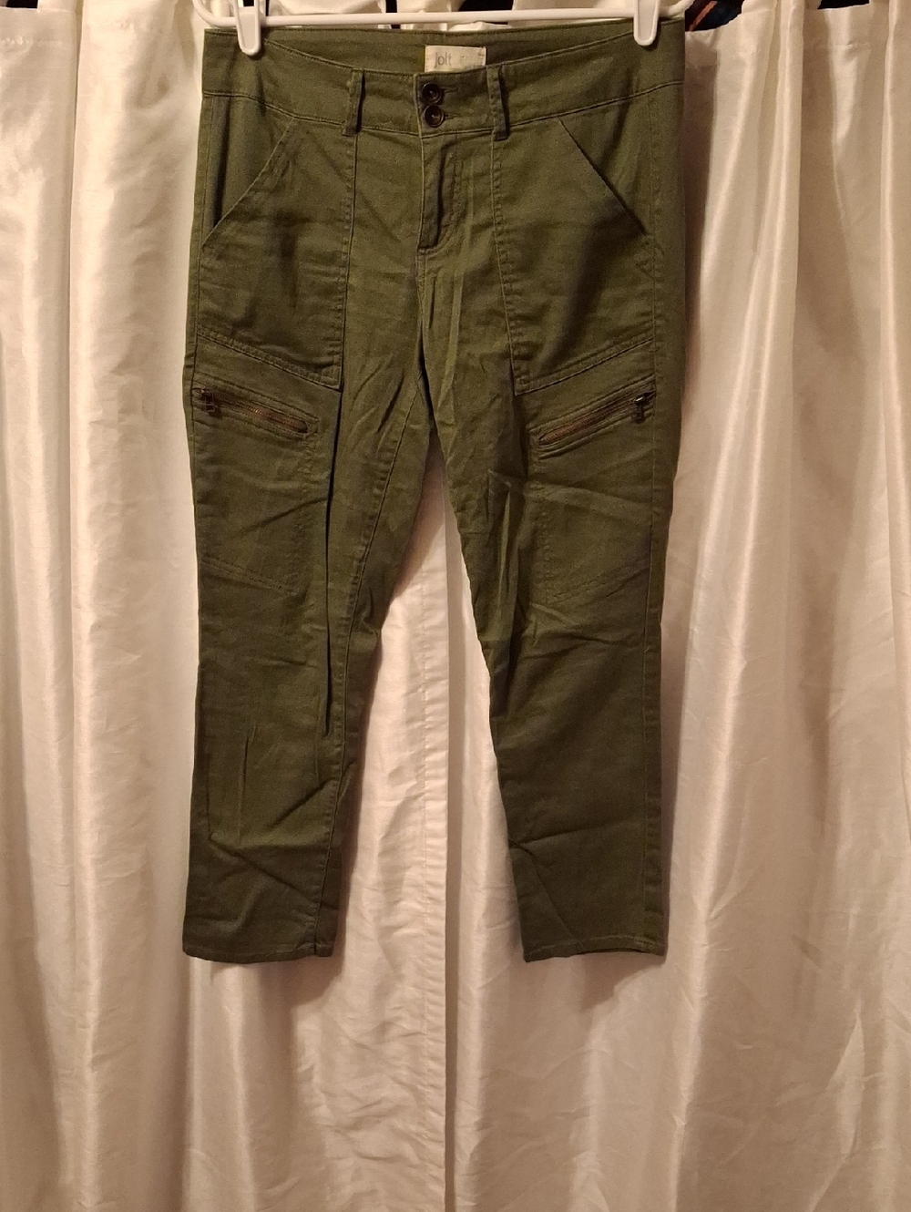 Jolt Olive Green Cargo Pants with Zip Pocket Details